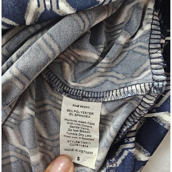 PerSeption Concept Sleeveless Blue/White Print Pullover High Neck Top-SZ SM - Picture 7 of 7